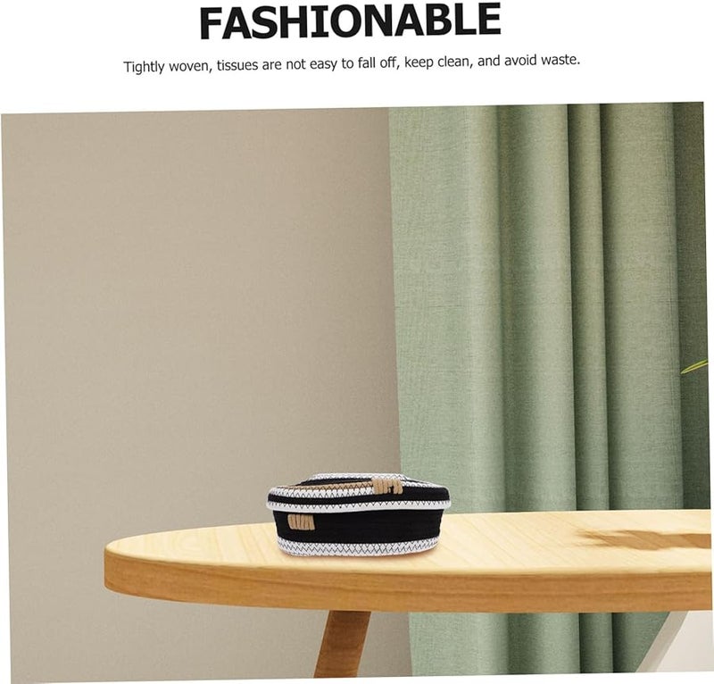 غطاة صندوق المناديل المنسوجة يدوياً من حبل القطن، حامل زينة الحمام بلون البيج - Image 5